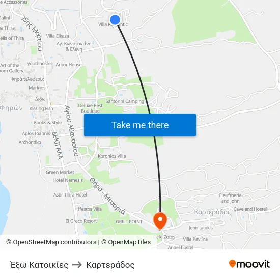 Έξω Κατοικίες to Καρτεράδος map