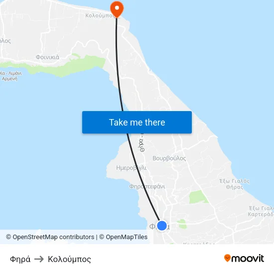 Φηρά to Κολούμπος map