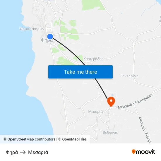 Φηρά to Μεσαριά map