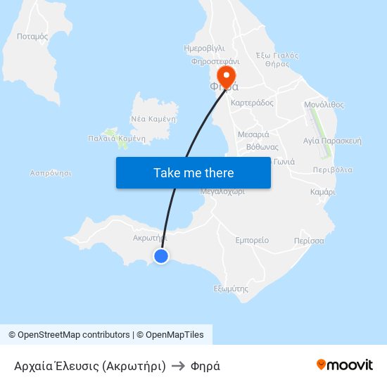 Αρχαία Έλευσις (Ακρωτήρι) to Φηρά map