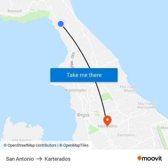 San Antonio to Karterados map