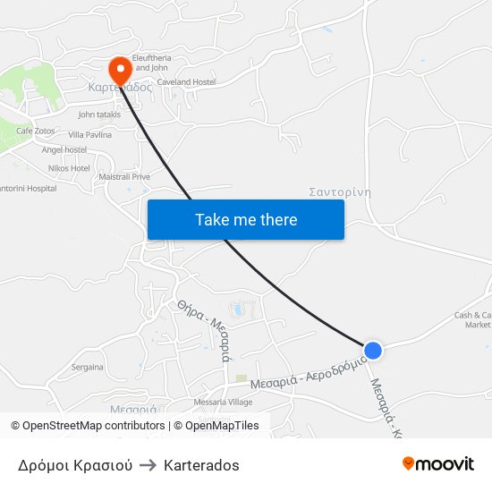 Δρόμοι Κρασιού to Karterados map