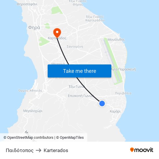 Παιδότοπος to Karterados map