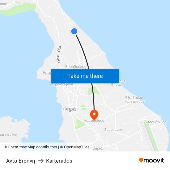 Αγία Ειρήνη to Karterados map