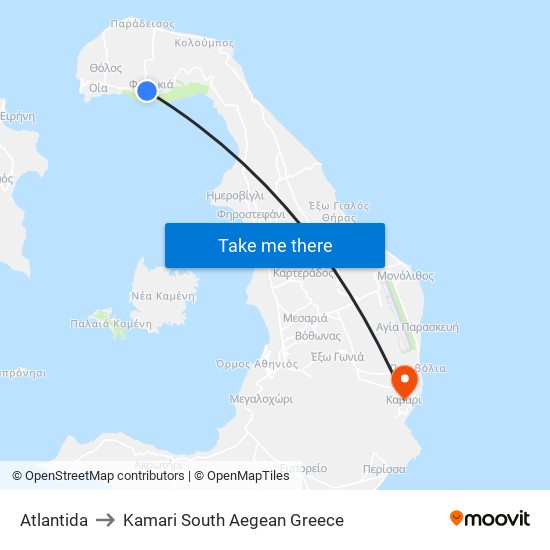 Atlantida to Kamari South Aegean Greece map