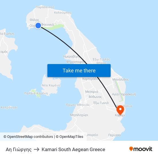 Αη Γιώργης to Kamari South Aegean Greece map