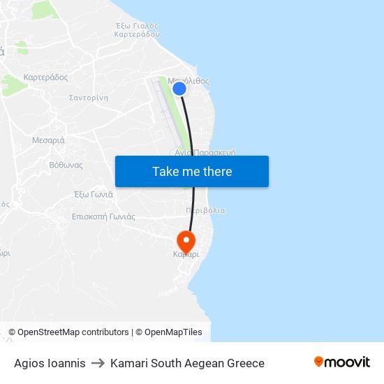 Agios Ioannis to Kamari South Aegean Greece map