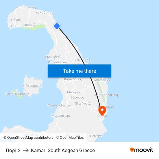 Πορί 2 to Kamari South Aegean Greece map