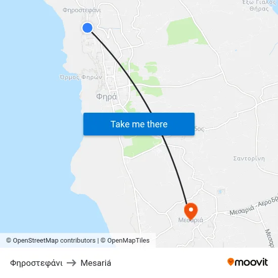Firostefani to Mesaria map
