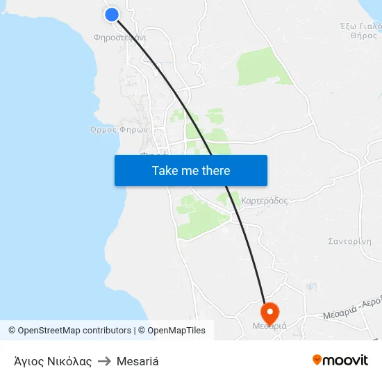 Agios Nikolas to Mesaria map