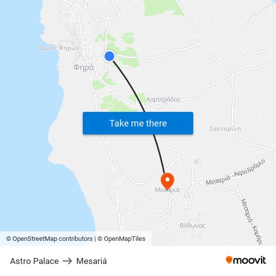 Astro Palace to Mesariá map