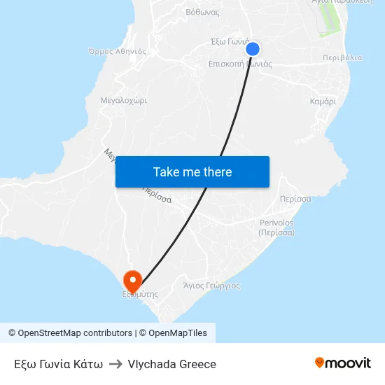 Exo Gonia Lower to Vlychada Greece map