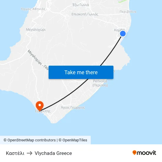 Kasteli to Vlychada Greece map