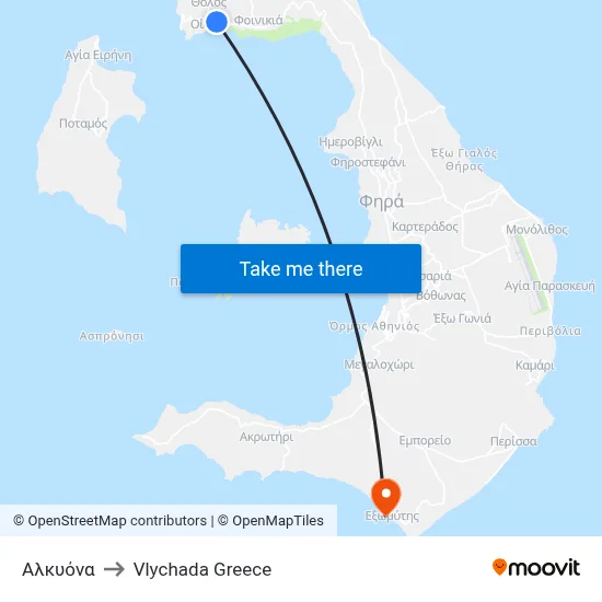 Alkiona to Vlychada Greece map