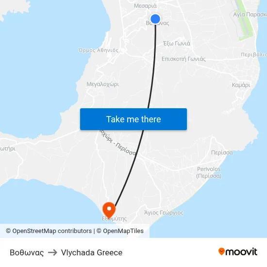 Vothonas to Vlychada Greece map
