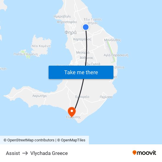 Assist to Vlychada Greece map