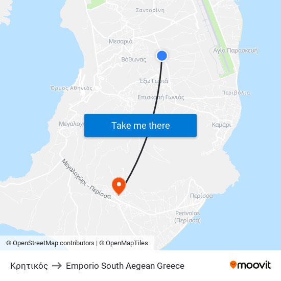 Κρητικός to Emporio South Aegean Greece map