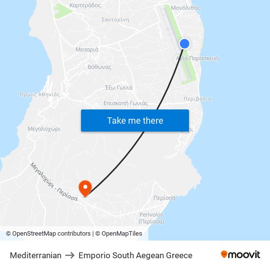 Mediterranian to Emporio South Aegean Greece map