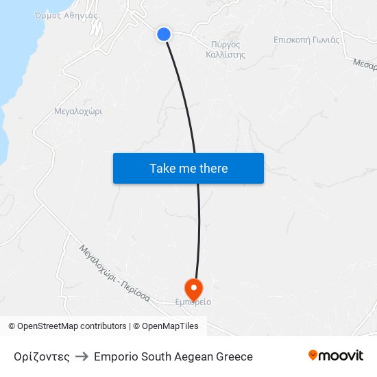Ορίζοντες to Emporio South Aegean Greece map