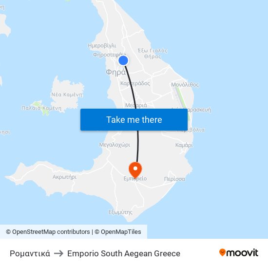 Ρομαντικά to Emporio South Aegean Greece map