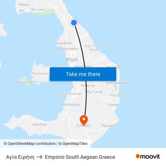 Αγία Ειρήνη to Emporio South Aegean Greece map