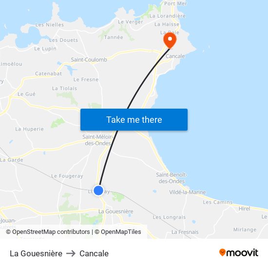 La Gouesnière to Cancale map