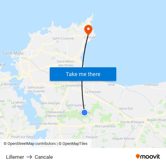 Lillemer to Cancale map