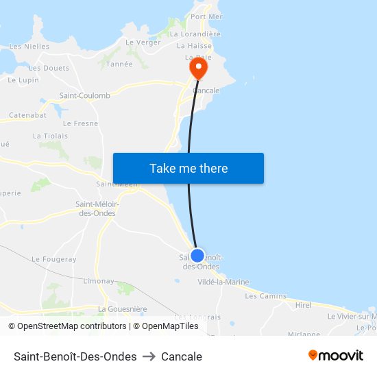 Saint-Benoît-Des-Ondes to Cancale map