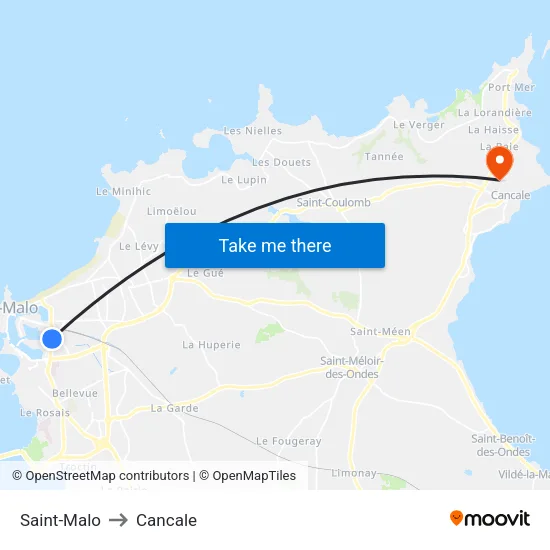 Saint-Malo to Cancale map