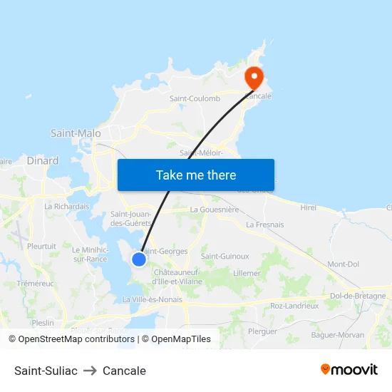 Saint-Suliac to Cancale map