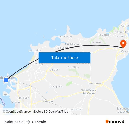 Saint-Malo to Cancale map