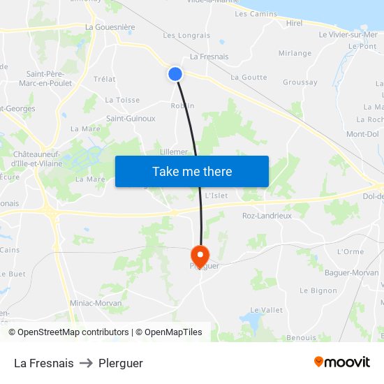 La Fresnais to Plerguer map