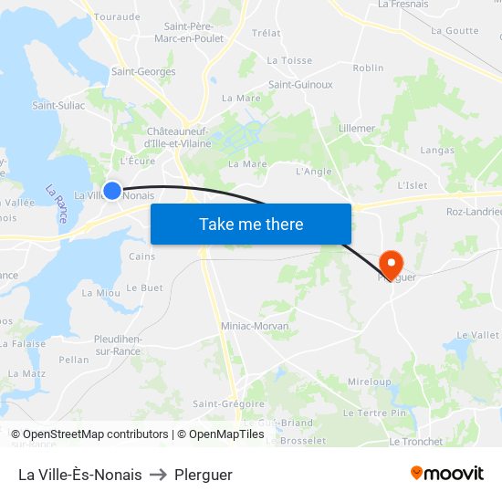 La Ville-Ès-Nonais to Plerguer map