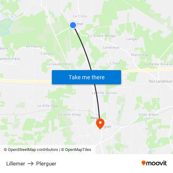Lillemer to Plerguer map