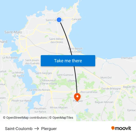 Saint-Coulomb to Plerguer map