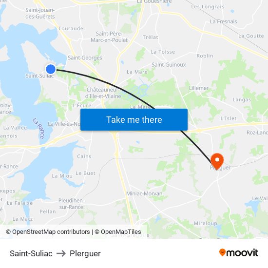 Saint-Suliac to Plerguer map