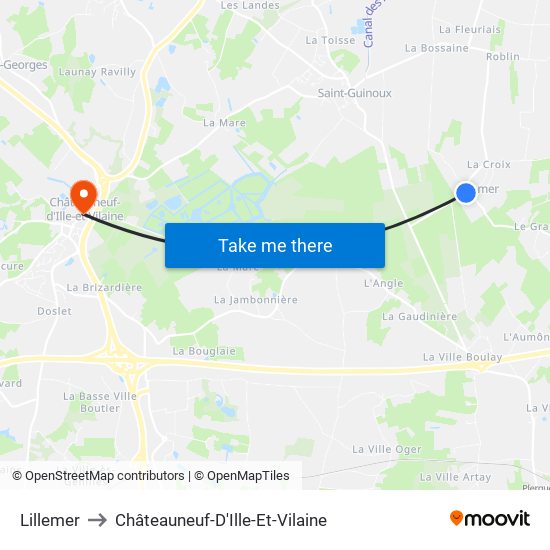 Lillemer to Châteauneuf-D'Ille-Et-Vilaine map