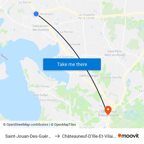 Saint-Jouan-Des-Guérets to Châteauneuf-D'Ille-Et-Vilaine map