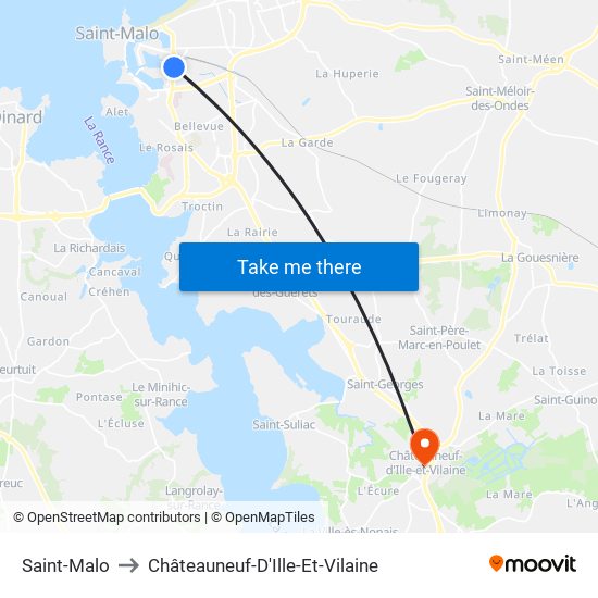 Saint-Malo to Châteauneuf-D'Ille-Et-Vilaine map