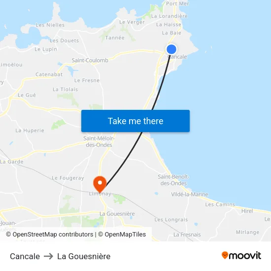 Cancale to La Gouesnière map