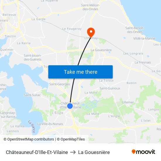 Châteauneuf-D'Ille-Et-Vilaine to La Gouesnière map