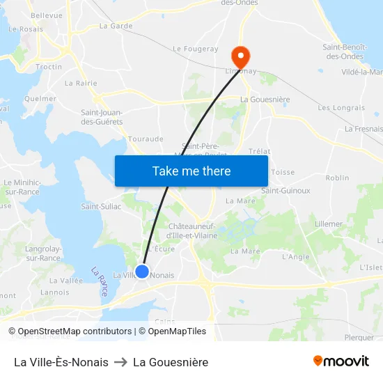 La Ville-Ès-Nonais to La Gouesnière map