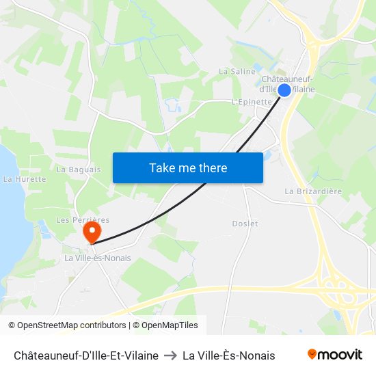 Châteauneuf-D'Ille-Et-Vilaine to La Ville-Ès-Nonais map