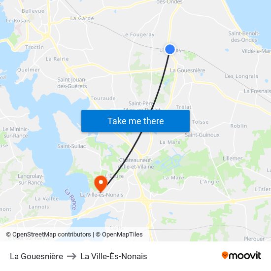 La Gouesnière to La Ville-Ès-Nonais map