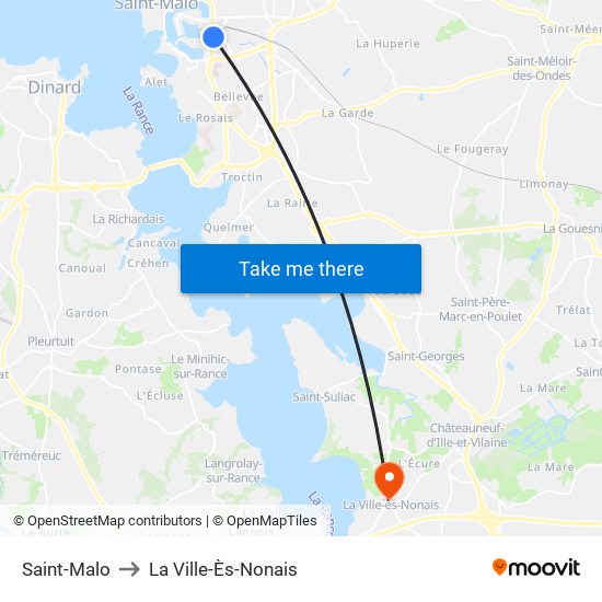 Saint-Malo to La Ville-Ès-Nonais map