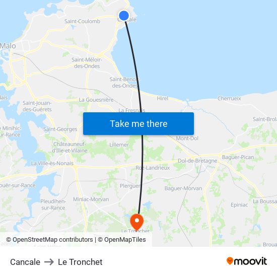 Cancale to Le Tronchet map