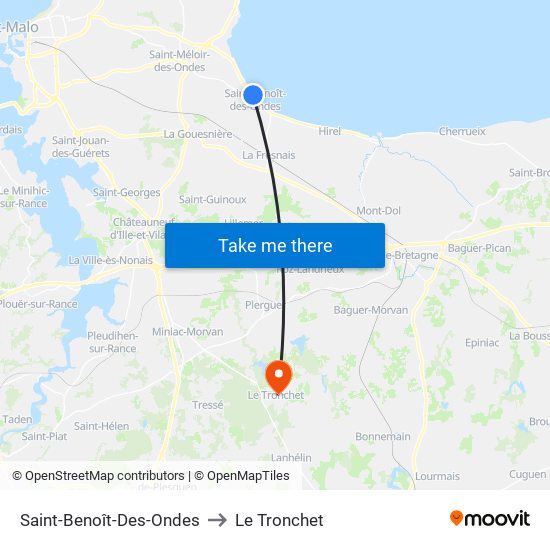 Saint-Benoît-Des-Ondes to Le Tronchet map