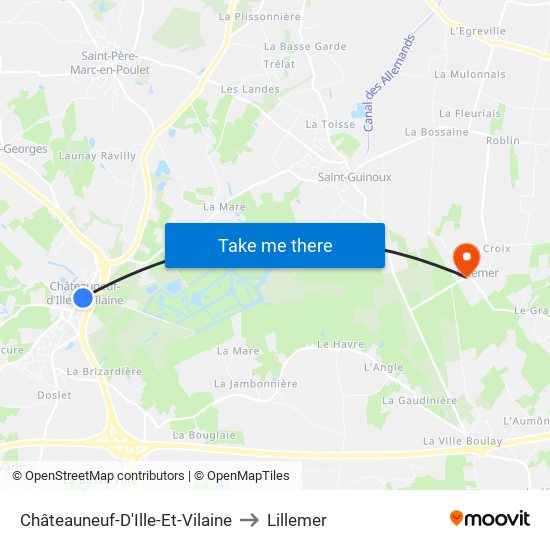 Châteauneuf-D'Ille-Et-Vilaine to Lillemer map
