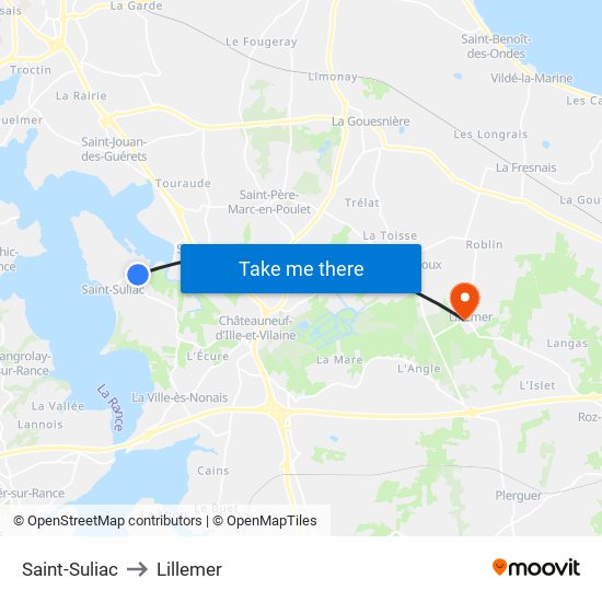 Saint-Suliac to Lillemer map