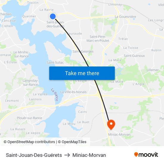 Saint-Jouan-Des-Guérets to Miniac-Morvan map